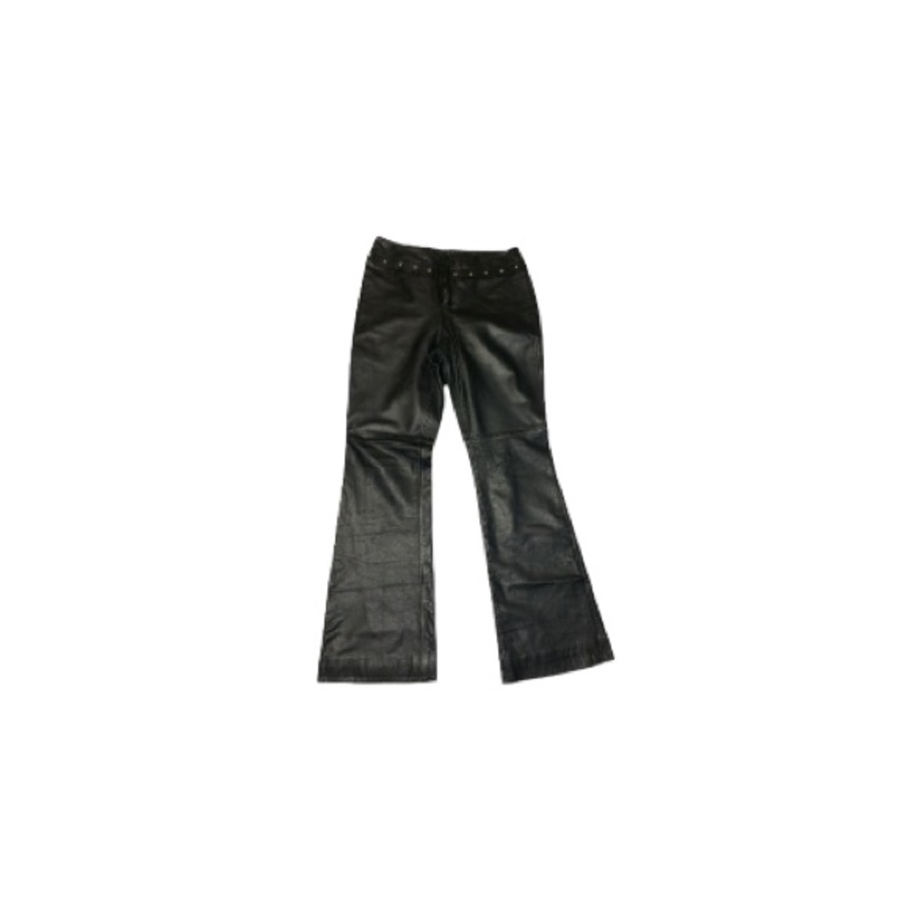 RALPH Ralph Lauren Vintage Black Leather Studded Flare Pants - Women’s Size 2